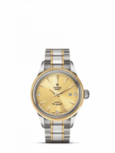 Tudor Style 28 Stainless Steel / Yellow Gold / Champagne-Diamond / Bracelet 12103-0004