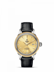 Tudor Style 28 Stainless Steel / Yellow Gold / Champagne-Diamond / Strap 12103-0010