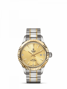 Tudor Style 28 Stainless Steel / Yellow Gold / Fluted / Champagne-Diamond / Bracelet 12113-0007