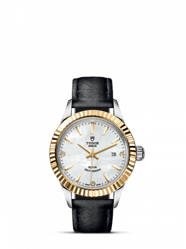 Tudor Style 28 Stainless Steel / Yellow Gold / Fluted / MOP-Diamond / Strap 12113-0027