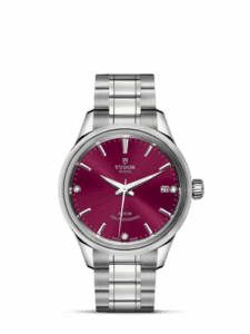 Tudor Style 34 Stainless Steel / Burgundy-Diamond / Bracelet 12300-0014