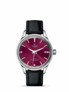 Tudor Style 34 Stainless Steel / Burgundy-Diamond / Strap 12300-0015
