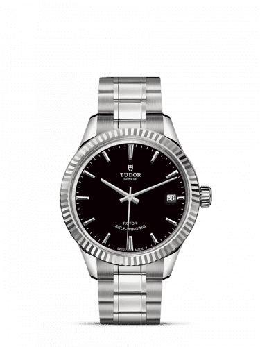 Tudor Style 34 Stainless Steel / Fluted / Black / Bracelet 12310-0003