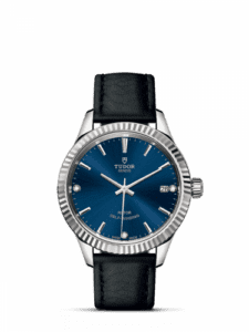Tudor Style 34 Stainless Steel / Fluted / Blue-Diamond / Strap 12310-0029