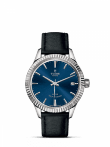 Tudor Style 34 Stainless Steel / Fluted / Blue / Strap 12310-0027