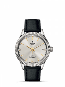 Tudor Style 34 Stainless Steel / Fluted / Silver-Diamond / Strap 12310-0026