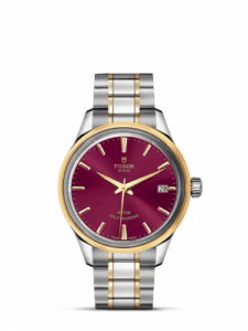 Tudor Style 34 Stainless Steel / Yellow Gold / Burgundy / Bracelet 12303-0013