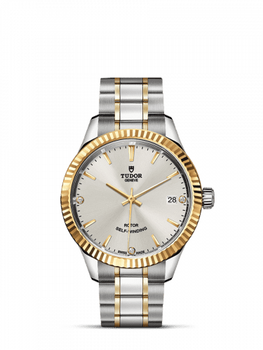 Tudor Style 34 Stainless Steel / Yellow Gold / Fluted / Silver-Diamond / Bracelet 12313-0009