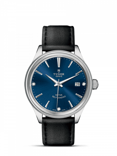 Tudor Style 38 Stainless Steel / Blue-Diamond / Strap 12500-0014