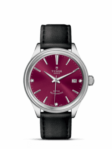 Tudor Style 38 Stainless Steel / Burgundy-Diamond / Strap 12500-0016