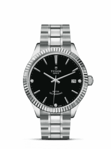 Tudor Style 38 Stainless Steel / Fluted / Black-Diamond / Bracelet 12510-0009