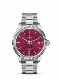 Tudor Style 38 Stainless Steel / Fluted / Burgundy / Bracelet 12510-0015
