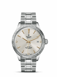 Tudor Style 38 Stainless Steel / Fluted / Silver-Diamond / Bracelet 12510-0011