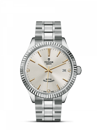 Tudor Style 38 Stainless Steel / Fluted / Silver-Diamond / Bracelet 12510-0011