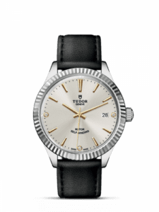 Tudor Style 38 Stainless Steel / Fluted / Silver-Diamond / Strap 12510-0026