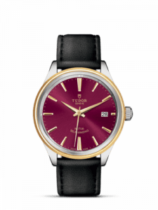 Tudor Style 38 Stainless Steel / Yellow Gold / Burgundy / Strap 12503-0014