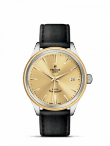 Tudor Style 38 Stainless Steel / Yellow Gold / Champagne / Strap 12503-0007