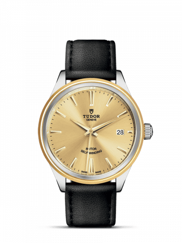 Tudor Style 38 Stainless Steel / Yellow Gold / Champagne / Strap 12503-0007
