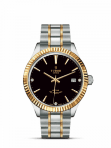 Tudor Style 38 Stainless Steel / Yellow Gold / Fluted / Black-Diamond / Bracelet 12513-0011