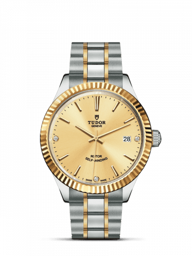 Tudor Style 38 Stainless Steel / Yellow Gold / Fluted / Champagne-Diamond / Bracelet 12513-0007