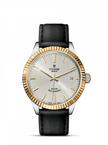 Tudor Style 38 Stainless Steel / Yellow Gold / Fluted / Silver / Strap 12513-0018