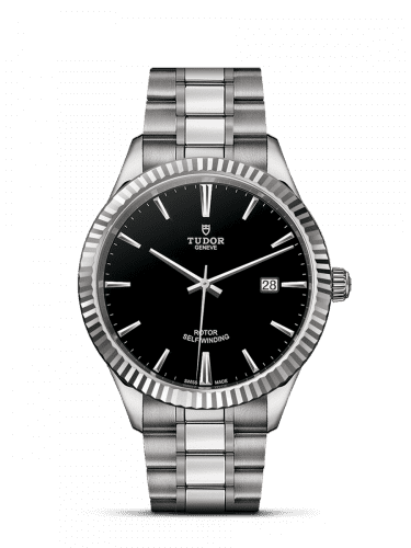 Tudor Style 41 Stainless Steel / Fluted / Black / Bracelet 12710-0003