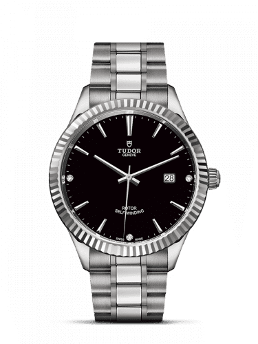 Tudor Style 41 Stainless Steel / Fluted / Black-Diamond / Bracelet 12710-0009