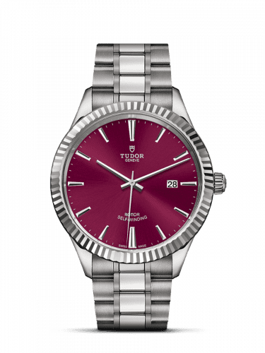 Tudor Style 41 Stainless Steel / Fluted / Burgundy / Bracelet 12710-0015