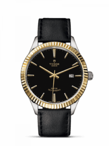 Tudor Style 41 Stainless Steel / Yellow Gold / Fluted / Black / Strap 12713-0019