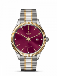 Tudor Style 41 Stainless Steel / Yellow Gold / Fluted / Burgundy-Diamond / Bracelet 12713-0015