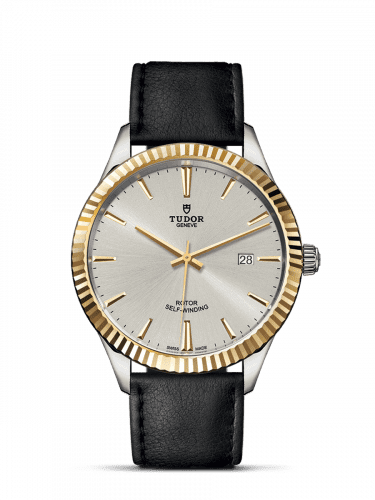 Tudor Style 41 Stainless Steel / Yellow Gold / Fluted / Silver / Strap 12713-0018