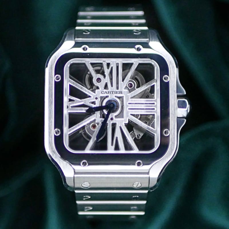 Cartier Santos Skeleton 40mm Stainless Steel COMPLETE SET NEAR MINT CONDITION WHSA0007