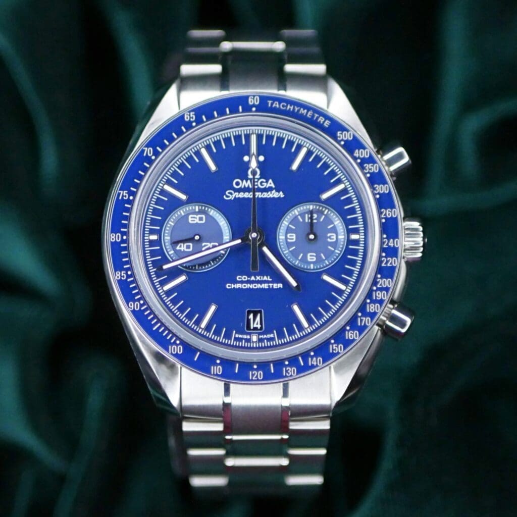 Omega Speedmaster Moonwatch Chronograph Co-Axial 44mm Blue Dial Titanium COMPLETE SET MINT CONDITION 311.90.44.51.03.001