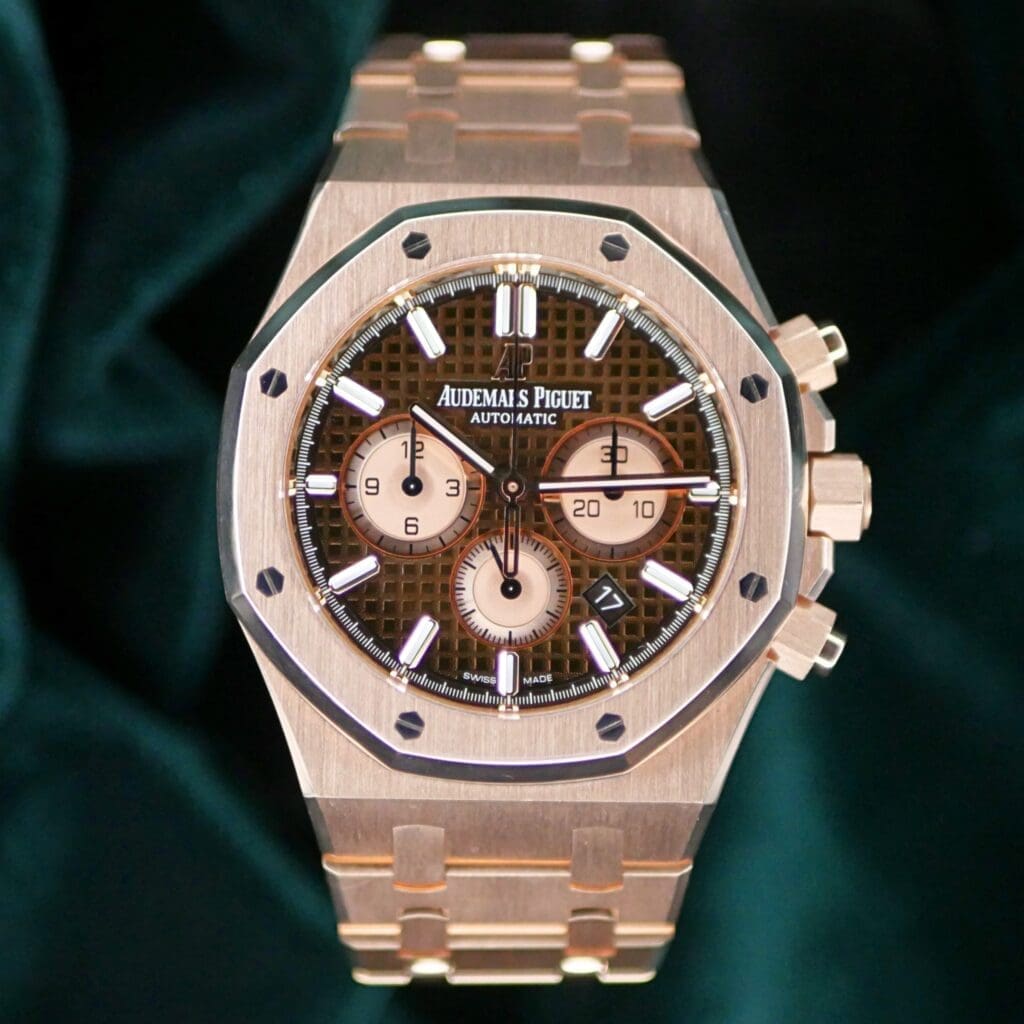 Audemars Piguet Royal Oak Chronograph 41MM Chocolate Brown Dial Rose Gold COMPLETE SET MINT CONDITION 26331OR.OO.1220OR.02