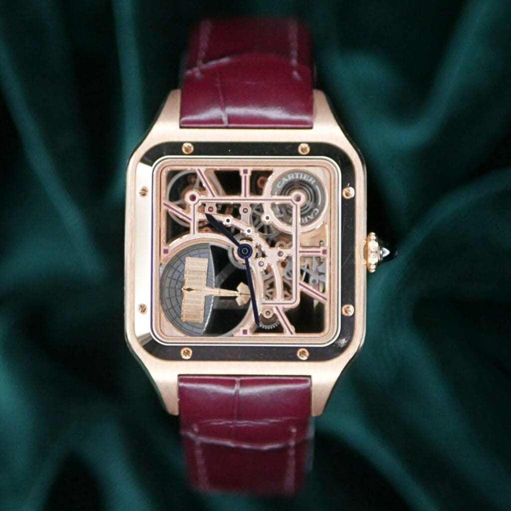 Cartier Santos Dumont 41mm Skeleton Micro Rotor Rose Gold COMPLETE SET MINT CONDITION WHSA0030