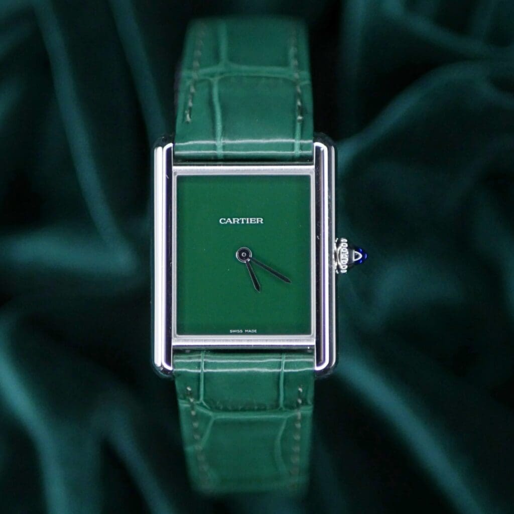 Cartier Tank Must "Cordes de Marseille" 26mm Green Stainless Steel COMPLETE SET MINT CONDITION WSTA0056