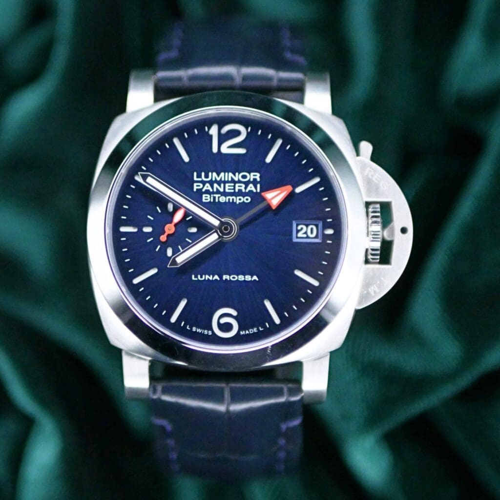 Panerai Luminor Quaranta Bitempo Luna Rossa 40MM Blue Dial Stainless Steel COMPLETE SET MINT CONDITION PAM01404
