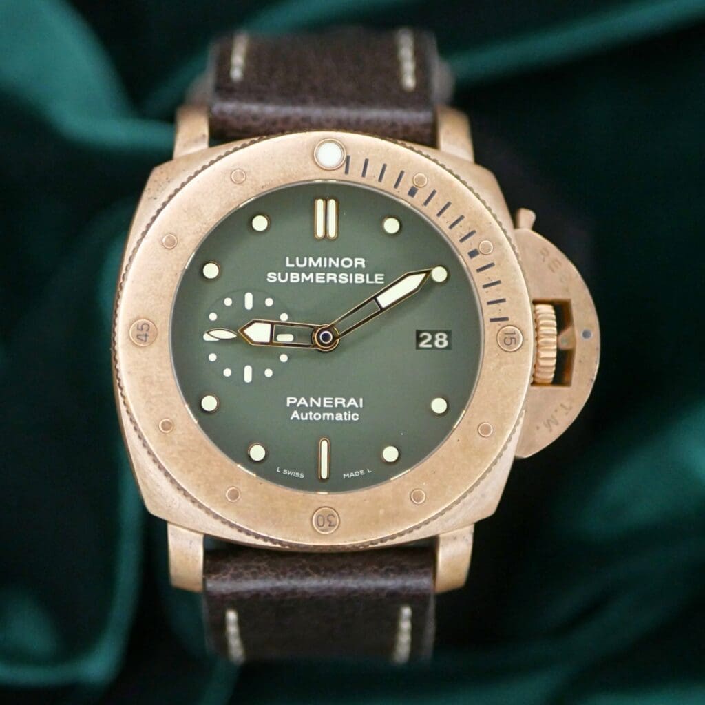 Panerai Luminor Submersible 1950 3 Days Automatic Bronzo 47MM Green Dial Bronze Case COMPLETE SET NEAR MINT CONDITION PAM00382