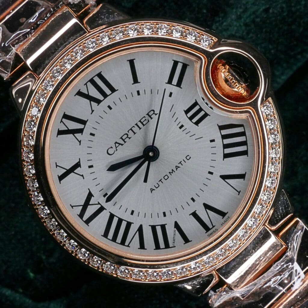 Cartier Ballon Bleu Rose Gold Diamond Bezel 33MM COMPLETE SET MINT CONDITION WJBB0036