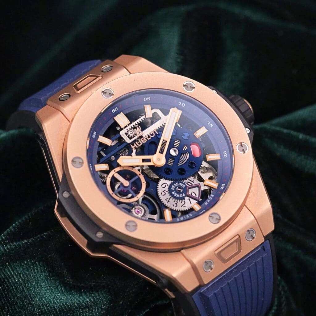 Hublot Big Bang Meca-10 King Gold Blue 45MM Gold Case Blue Skeleton Dial COMPLETE SET MINT CONDITION 414.OI.5123.RX