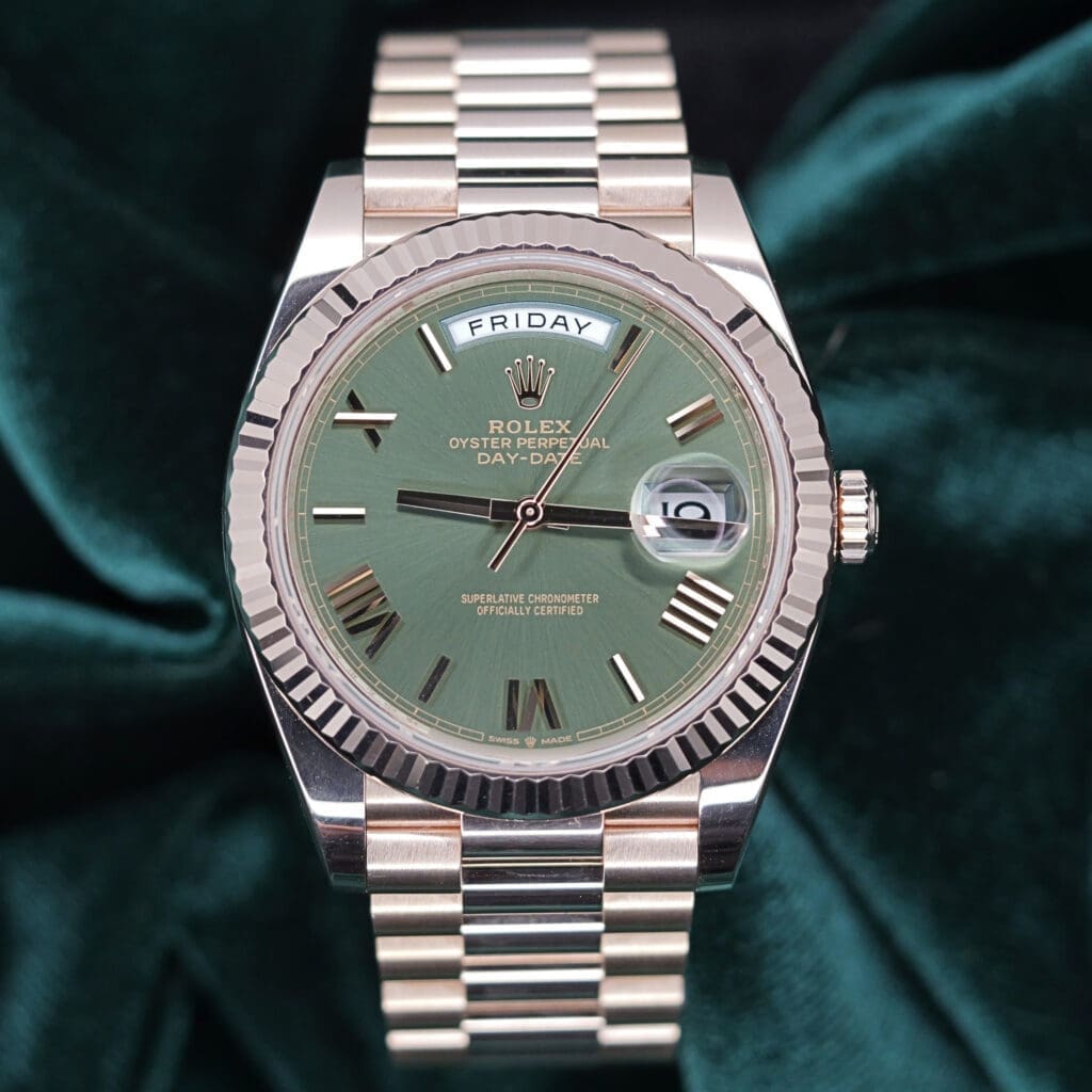 Rolex Day-Date 40MM Green Dial Rose Gold COMPLETE SET MINT CONDITION 228235
