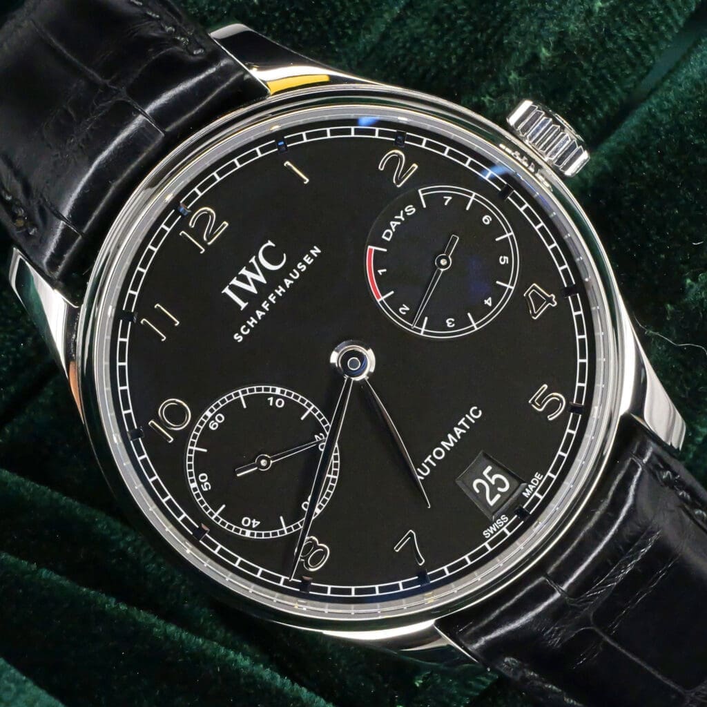 IWC Portugieser Automatic 42.3MM Black Dial Stainless Steel COMPLETE SET MINT CONDITION IW500703