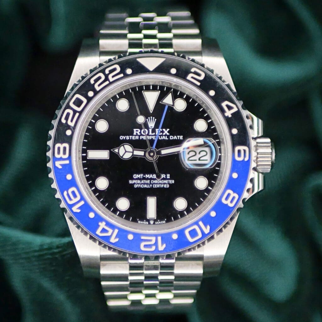 Rolex GMT-Master II "Batgirl" 40MM Black Dial Black Blue Bezel Stainless Steel COMPLETE SET MINT CONDITION 126710BLNR