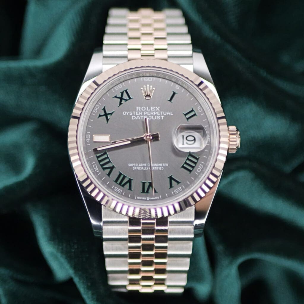 2025 NEW UNWORN Rolex Datejust 36 Wimbledon Grey Dial Fluted Bezel Jubilee Bracelet Two Tone 18K Rose Gold Stainless Steel COMPLETE SET 126231-0029