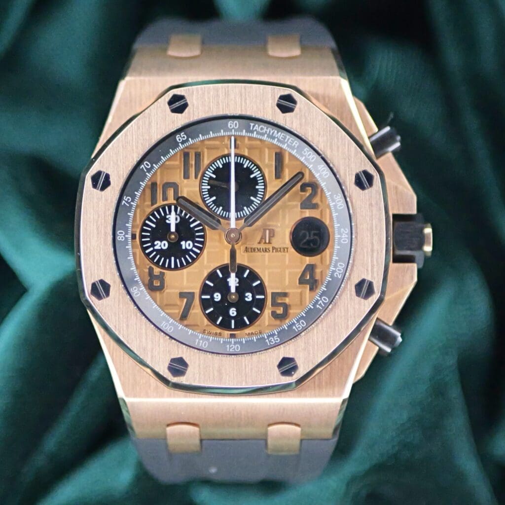 Audemars Piguet Royal Oak Offshore Chronograph 42MM Champagne Dial Pink Rose Gold Ceramic COMPLETE SET MINT CONDITION 26470OR.OO.A002CR.01