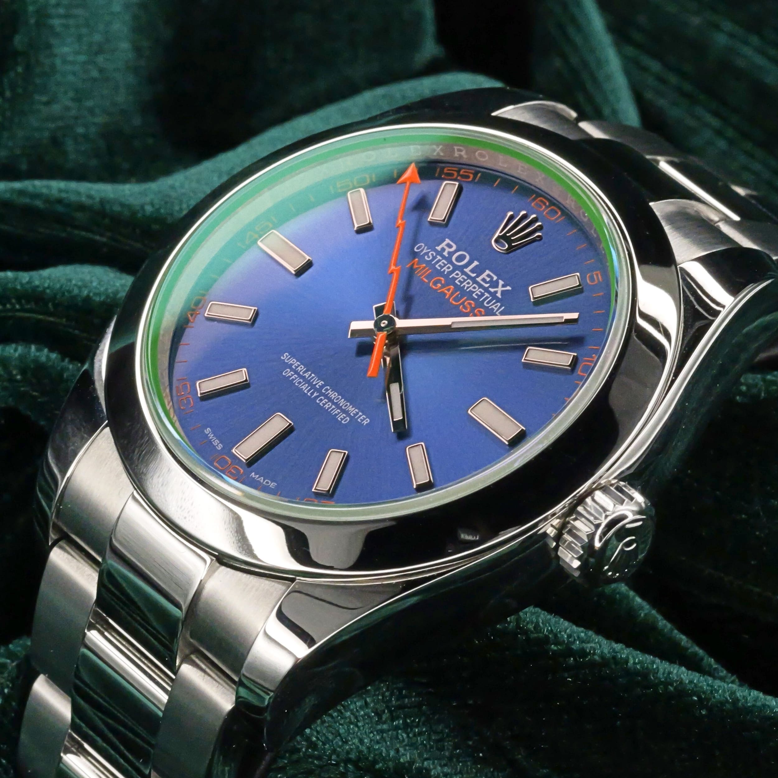 服/ファッション ROLEX OYSTER PERPETUAL MILGAUSS Rolex Milgauss 40MM Blue Dial Stainless Steel COMPLETE SET MINT