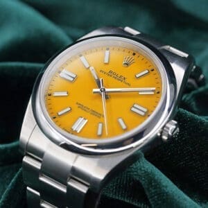 Rolex Oyster Perpetual 41 Mustard Yellow Dial Stainless Steel COMPLETE SET MINT CONDITION 124300