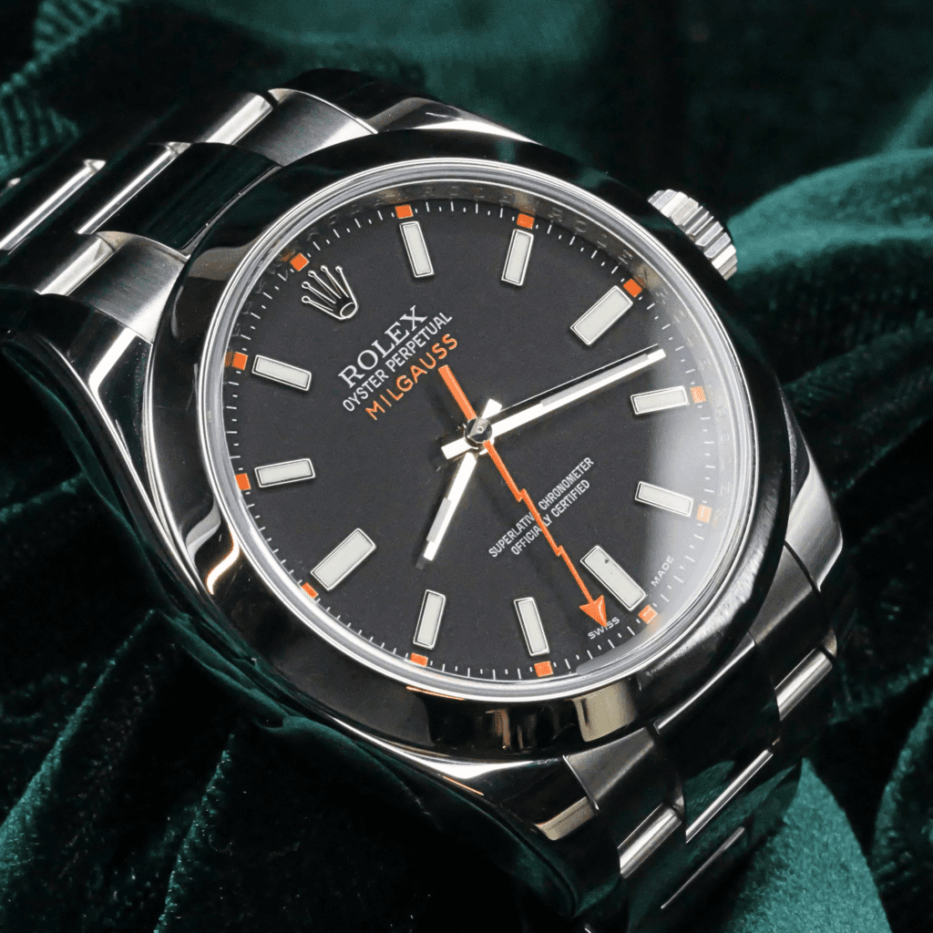 Rolex Milgauss 40MM Black Dial Orange Hand Stainless Steel VERY GOOD CONDITION 116400
