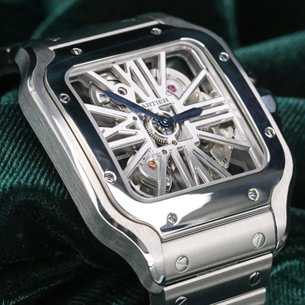 Cartier Santos Skeleton Dial Stainless Steel 39.8mm MINT CONDITION COMPLETE SET WHSA0007