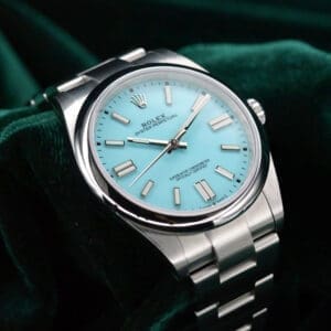 Rolex Oyster Perpetual 41 "Tiffany" Turquoise Blue Dial Stainless Steel COMPLETE SET MINT CONDITION 124300